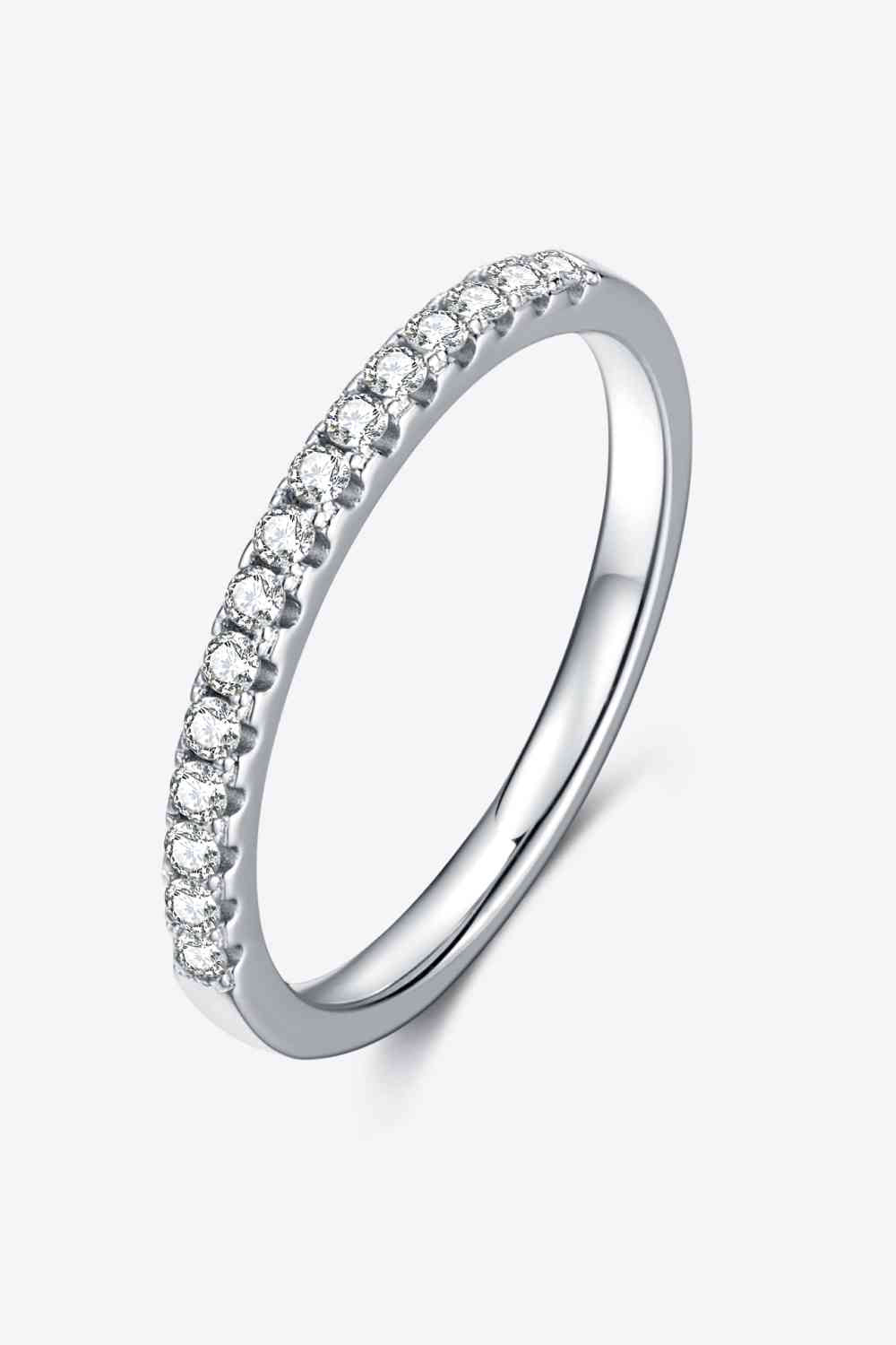 Moissanite Platinum-Plated Half-Eternity Ring - Ladyez