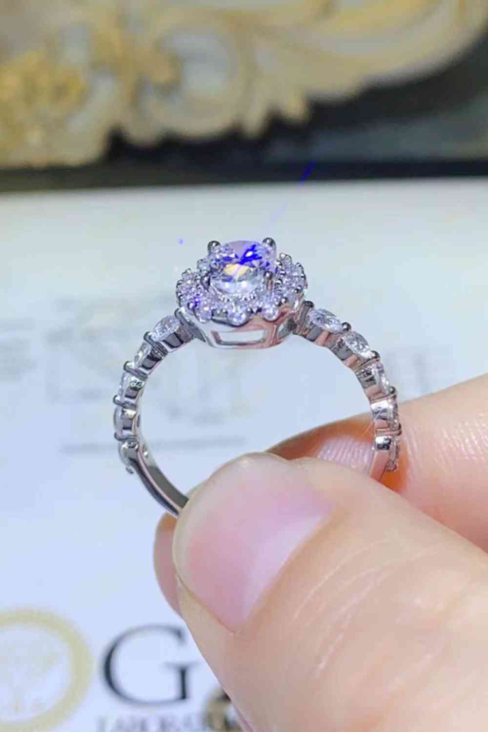 Adored 1 Carat Moissanite 925 Sterling Silver Halo Ring - Ladyez