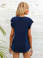 Round Neck Butterfly Sleeve Top - Ladyez