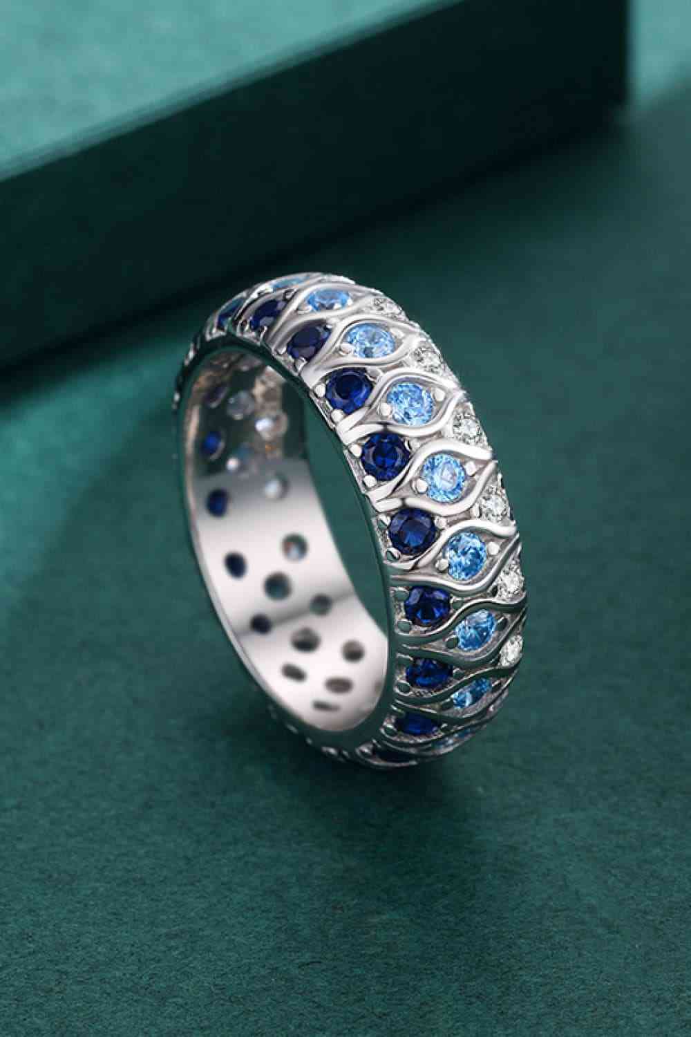 925 Sterling Silver Triple Row Zircon Ring - Ladyez