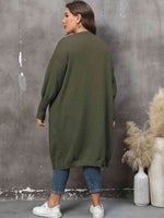 Plus Size Long Sleeve Pocketed Cardigan - Ladyez