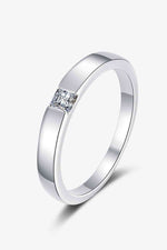 Inlaid Moissanite Rhodium-Plated Ring - Ladyez