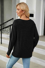V-Neck Long Sleeve T-Shirt - Ladyez