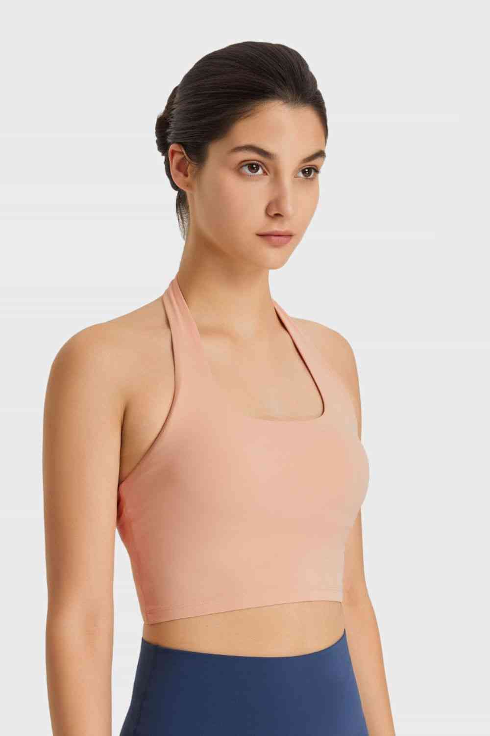 Breathable Halter Neck Sports Bra - Ladyez