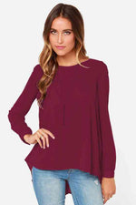 Full Size Round Neck Back Pleated Blouse - Ladyez