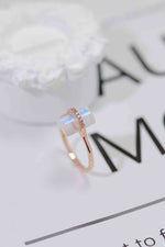 Natural Moonstone Platinum-Plated Ring - Ladyez