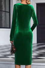 Ruched Slit Asymmetrical Neck Wrap Dress - Ladyez