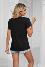 Contrast Trim Petal Sleeve V-Neck Top - Ladyez