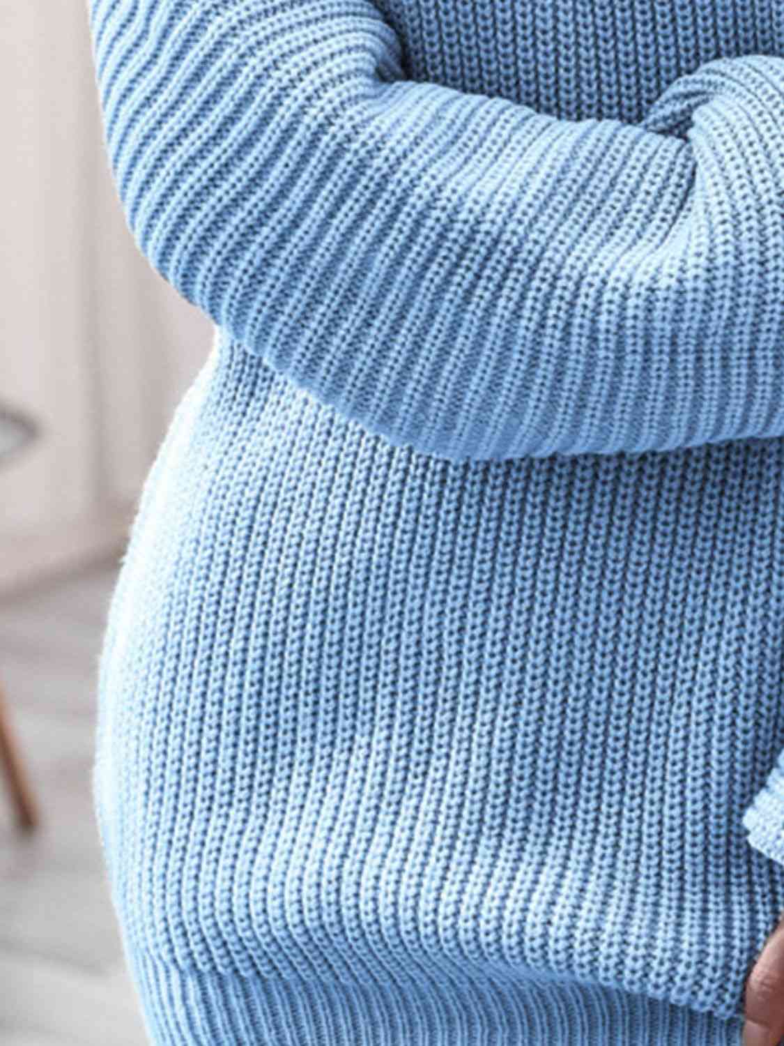 Rib-Knit Mini Sweater Dress - Ladyez