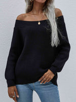 Double Take Off-Shoulder Rib-Knit Sweater - Ladyez