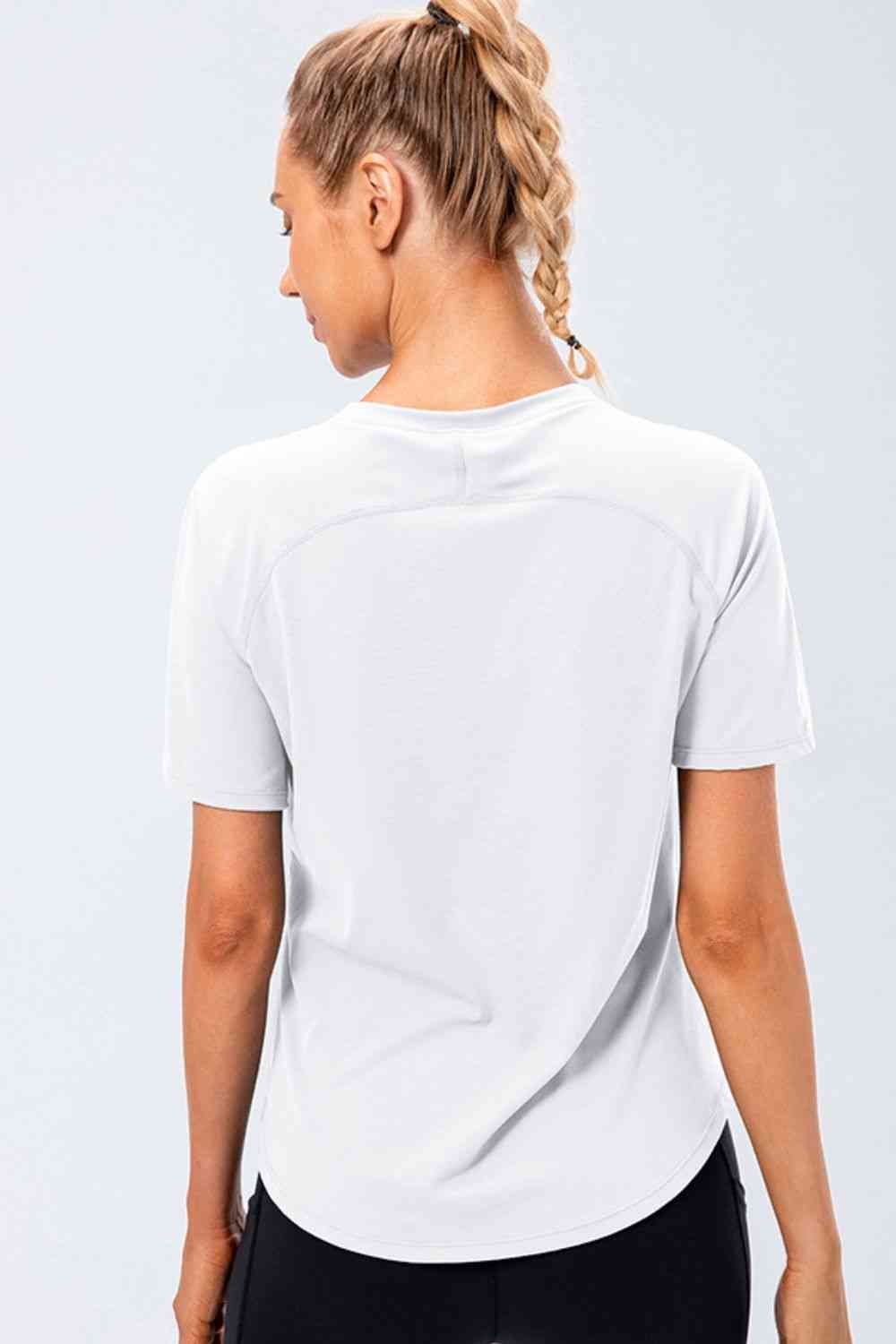 Round Neck Raglan Sleeve Active Tee - Ladyez