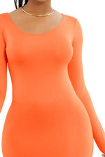 Round Neck Long Sleeve Maxi Wrap Dress - Ladyez