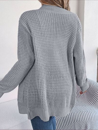 Open Front Long Sleeve Cardigan with Pockets - Ladyez