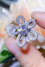 1 Carat Moissanite Flower-Shape Open Ring - Ladyez