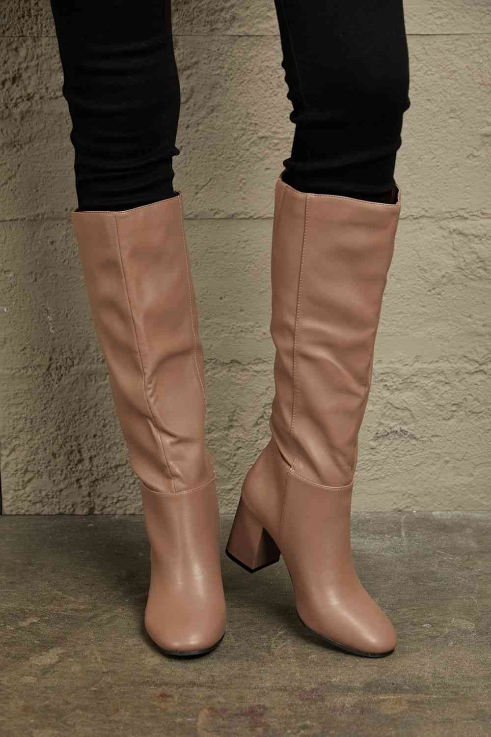 East Lion Corp Block Heel Knee High Boots - Ladyez