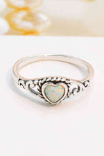 925 Sterling Silver Heart-Shape Opal Ring - Ladyez