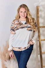 Hailey & Co Full Size Printed Round Neck Blouse - Ladyez