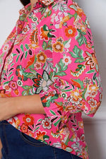 Floral Button Up Flounce Sleeve Shirt - Ladyez