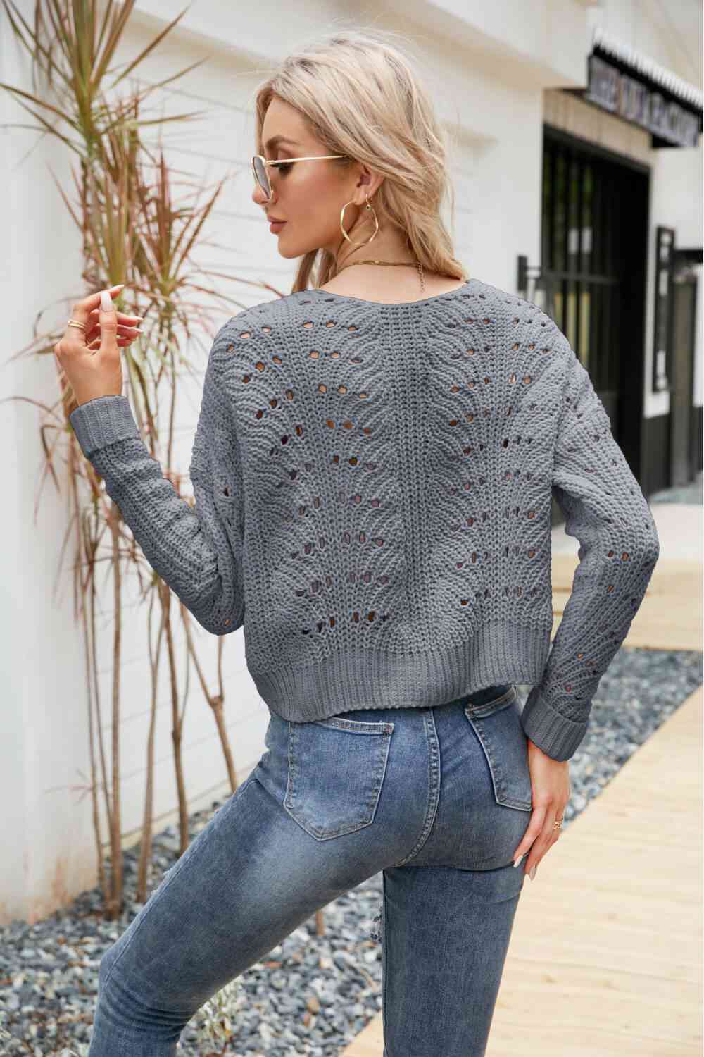 Open Front Cuffed Cropped Cardigan - Ladyez