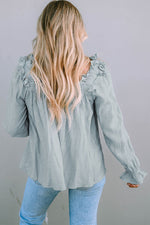 Frill Trim Flounce Sleeve Blouse - Ladyez