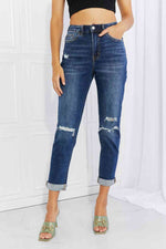 Vervet by Flying Monkey Full Size Distressed Cropped Jeans with Pockets - Ladyez