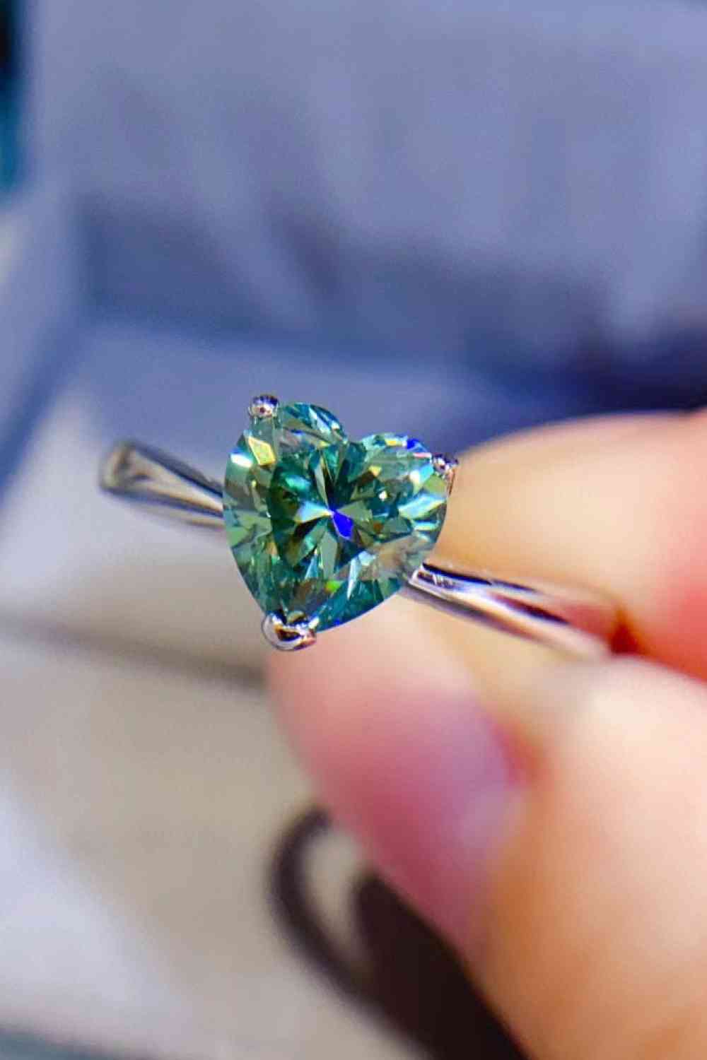 1 Carat Moissanite Heart 925 Sterling Silver Ring - Ladyez