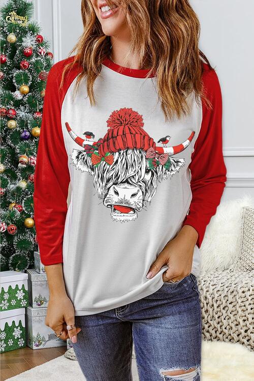 Bull Graphic Round Neck T-Shirt - Ladyez
