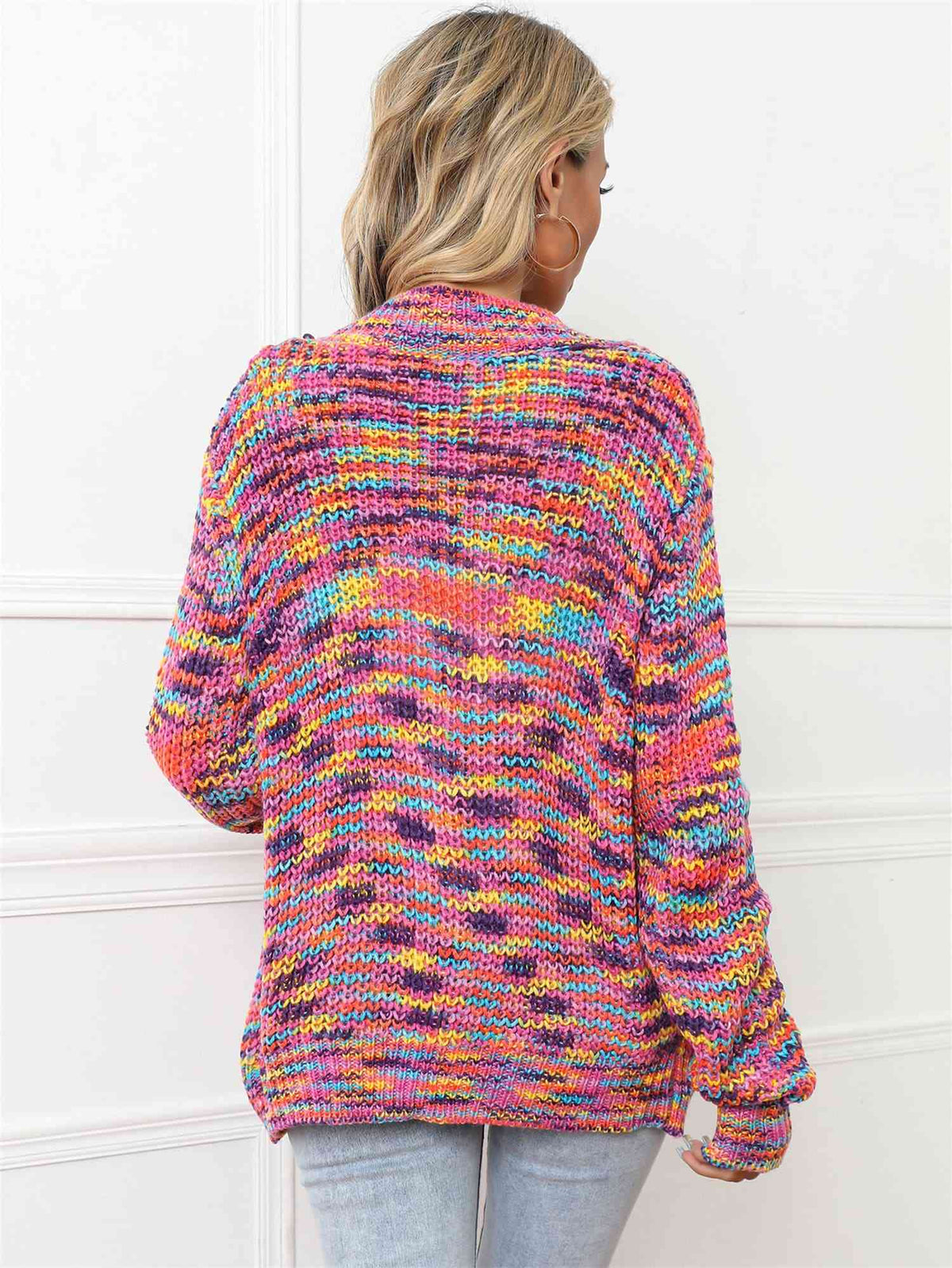 V-Neck Long Sleeve Cardigan - Ladyez