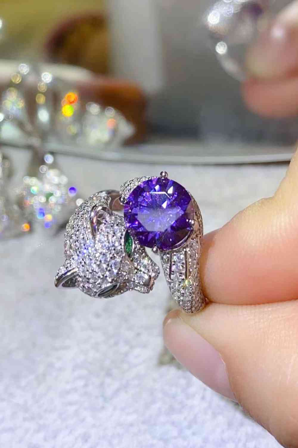 2 Carat Moissanite Adjustable Animal Bypass Ring - Ladyez