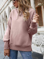 Dropped Shoulder Slit Sweatshirt - Ladyez