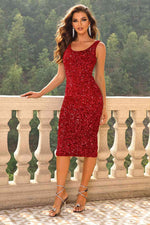 Sequin Sleeveless Slit Dress - Ladyez