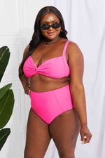 Marina West Swim Take A Dip Twist High-Rise Bikini in Pink - Ladyez