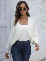 Bat Sleeve Open Front Short Cardigan - Ladyez