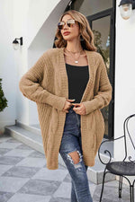 Open Front Dolman Sleeve Cardigan - Ladyez