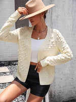 Open Front Long Sleeve Cardigan - Ladyez