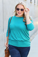 Basic Bae Full Size Round Neck Batwing Sleeve Blouse - Ladyez