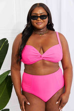 Marina West Swim Take A Dip Twist High-Rise Bikini in Pink - Ladyez