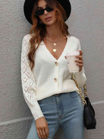 Double Take Rib-Knit Plunge Raglan Sleeve Cardigan - Ladyez
