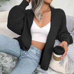 Open Front Lantern Sleeve Cardigan - Ladyez