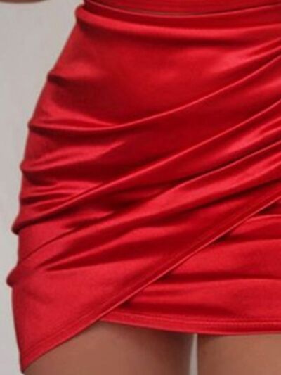 Ruched Spaghetti strap Wrap Dress - Ladyez