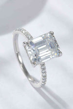 Emerald Cut 4 Carat Moissanite Side Stone Ring - Ladyez