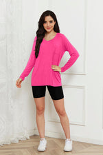 Basic Bae Full Size V-Neck Long Sleeve Top - Ladyez
