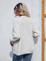 Button Down V-Neck Cardigan with Pockets - Ladyez