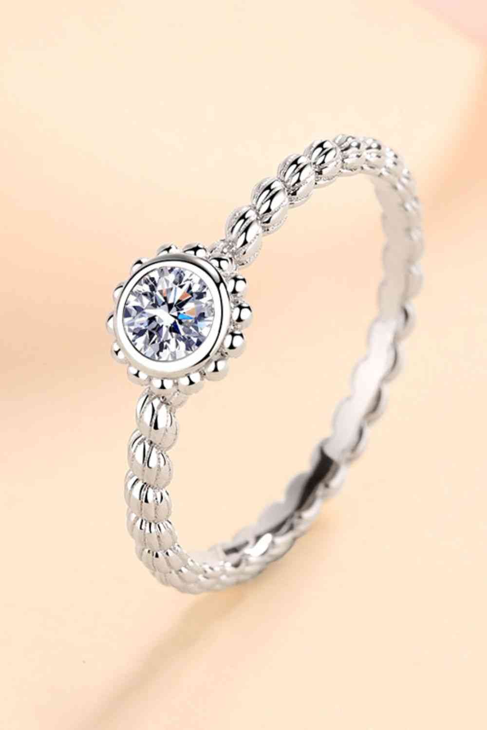 Moissanite Rhodium-Plated Ring - Ladyez
