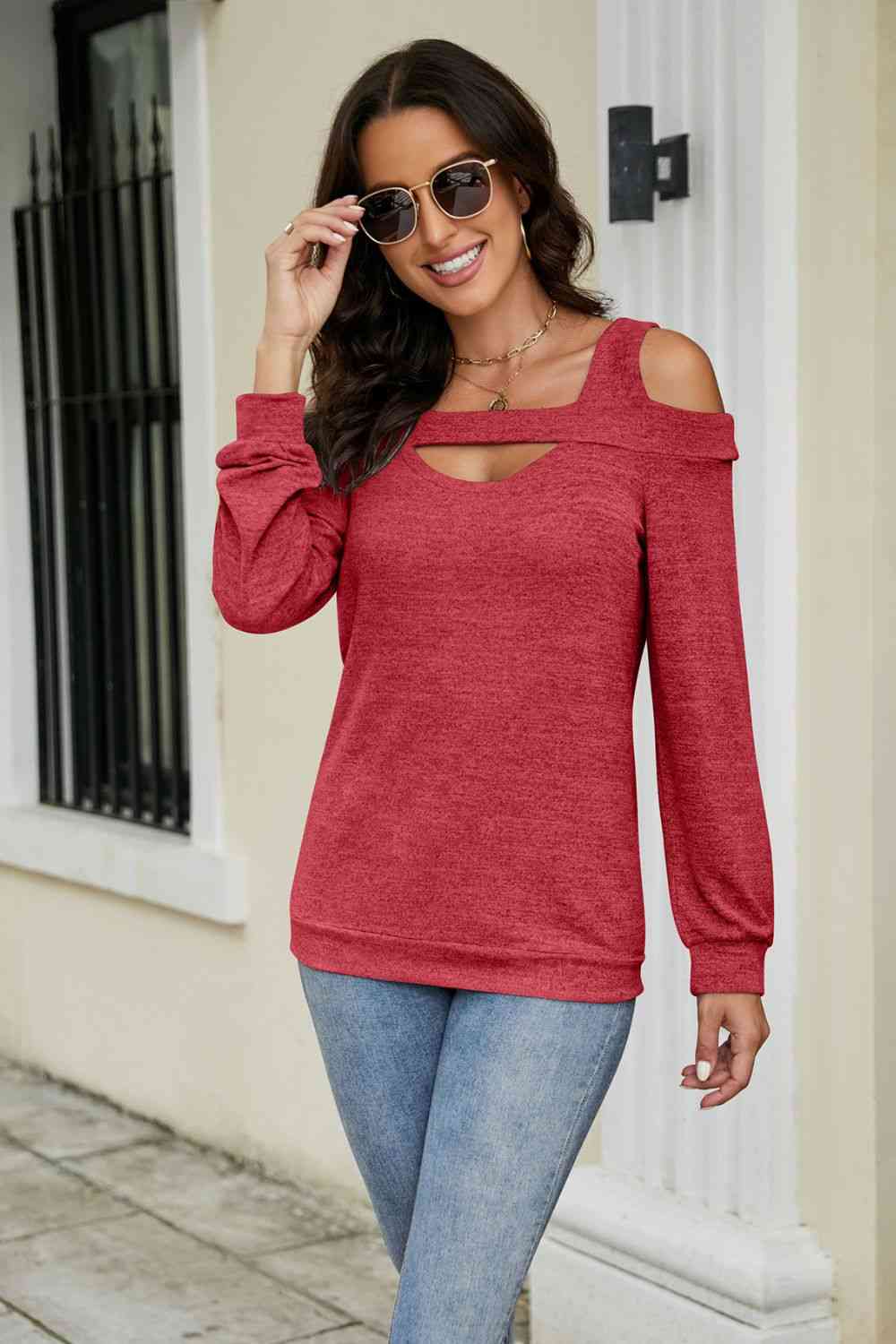 Cutout Cold-Shoulder Top - Ladyez