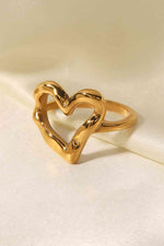 18K Gold Plated Heart-Shaped Ring - Ladyez