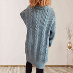 Cable-Knit Open Front Dropped Shoulder Cardigan - Ladyez
