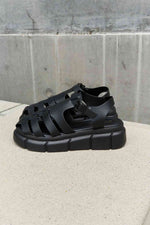Qupid Platform Cage Stap Sandal in Black - Ladyez