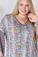 Celeste Full Size Animal Print Striped Long Sleeve Top - Ladyez