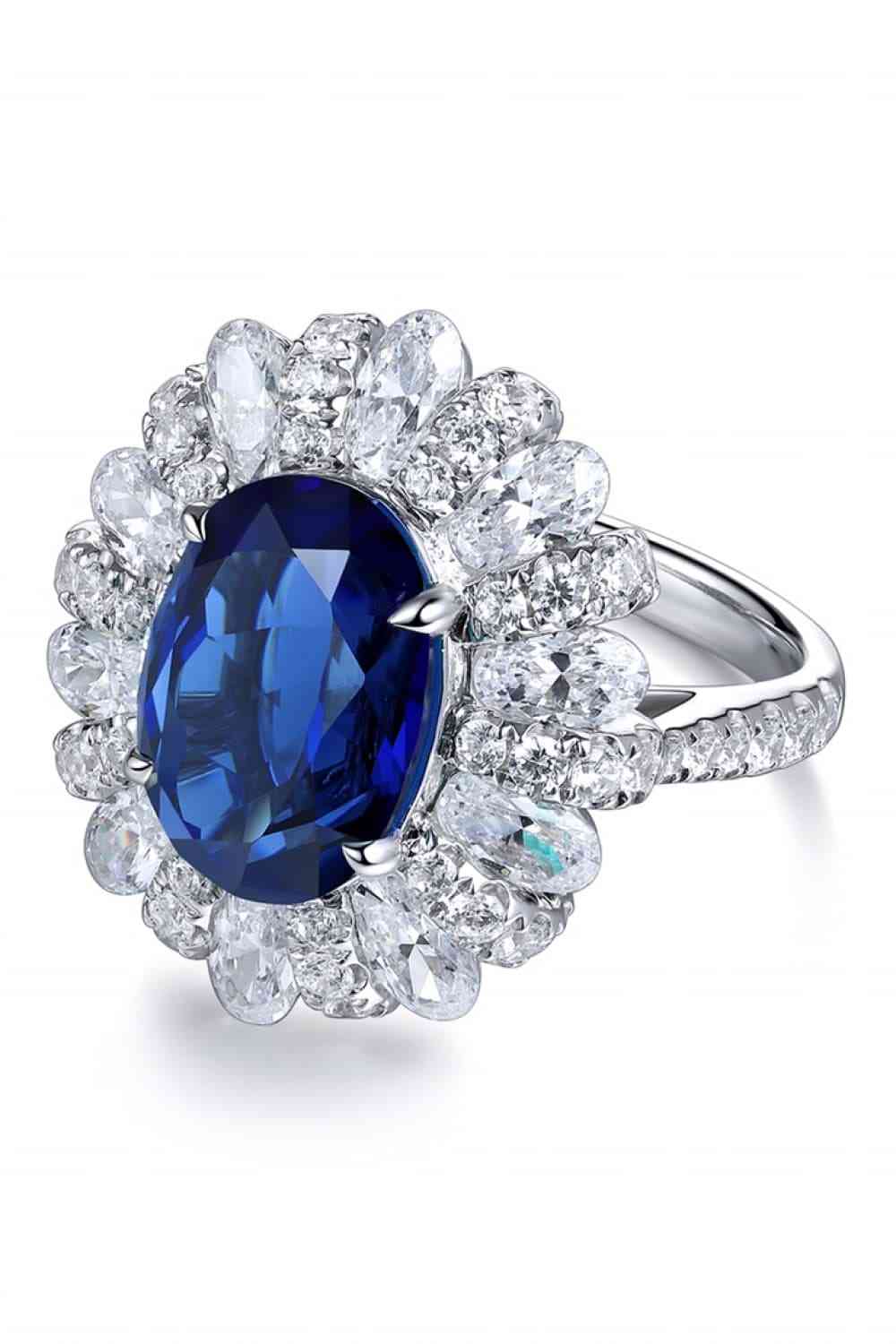 5 Carat Lab-Grown Sapphire Flower Shape Ring - Ladyez